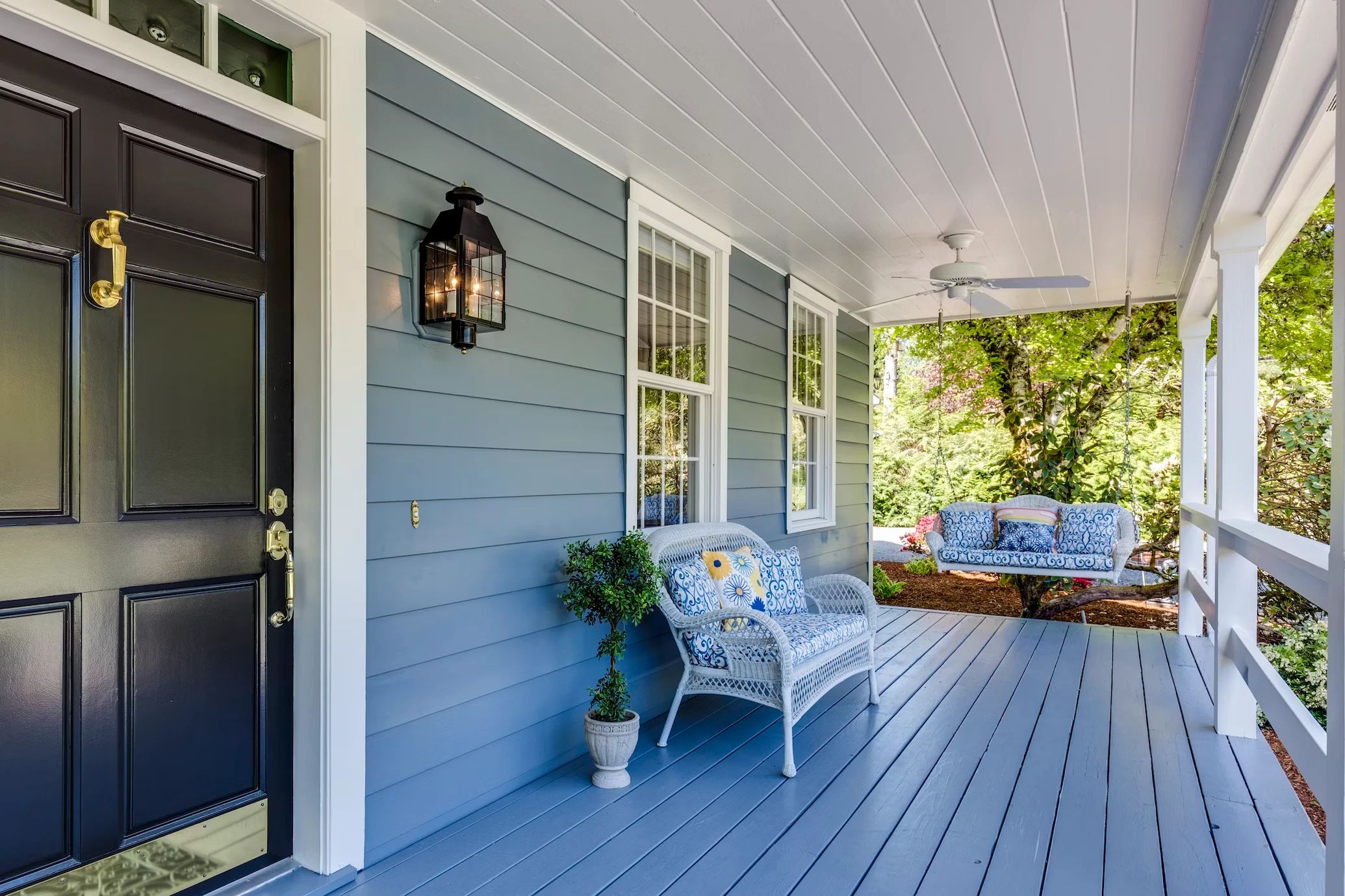 The front door and porch of a house