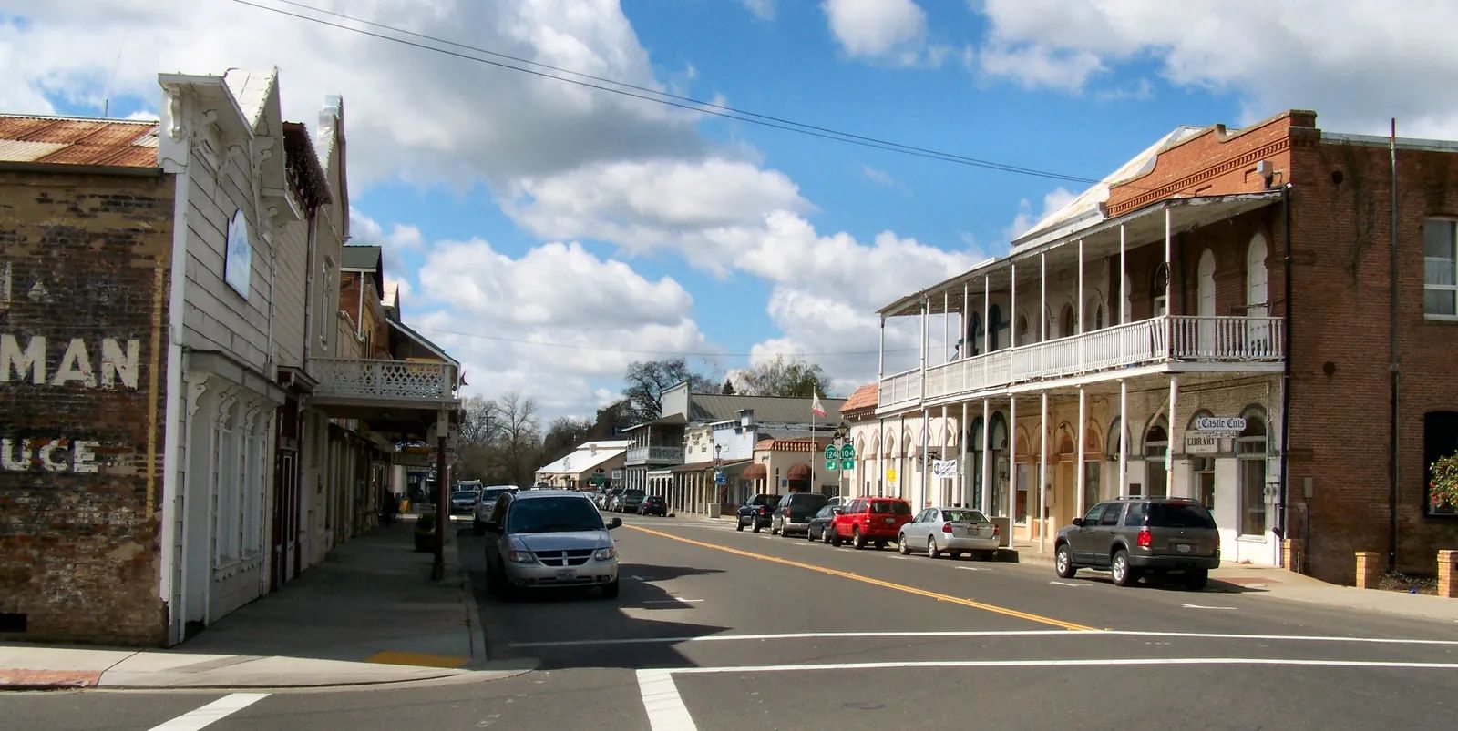 Main Street in Ione on a sunny day
