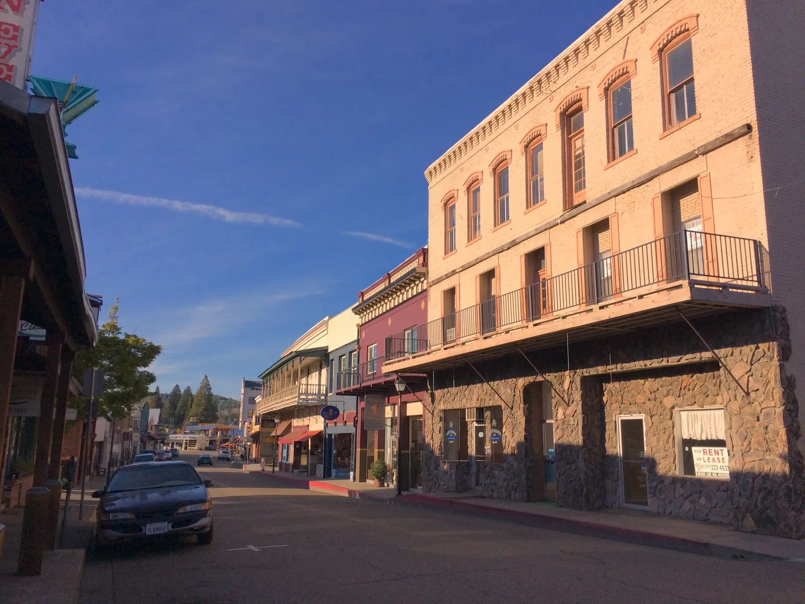 Historic brick buildings along Main Street in Jackson