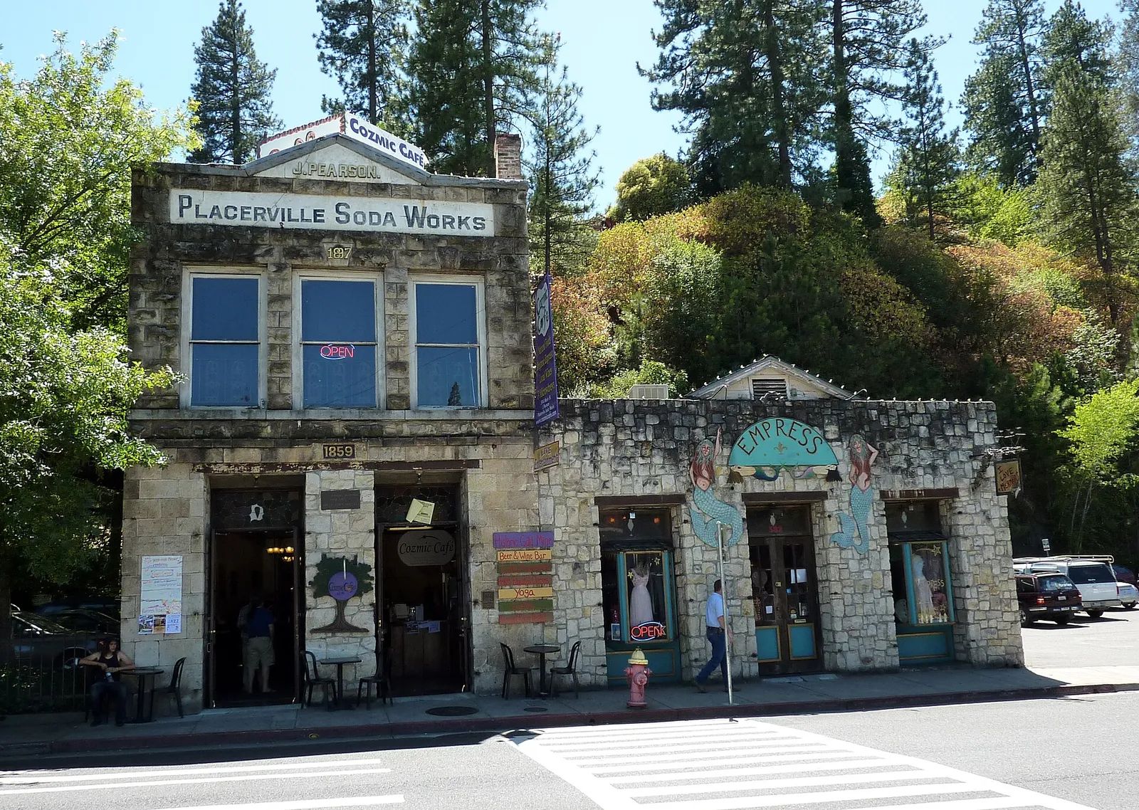 The stone Placerville Soda Works building on Main Street